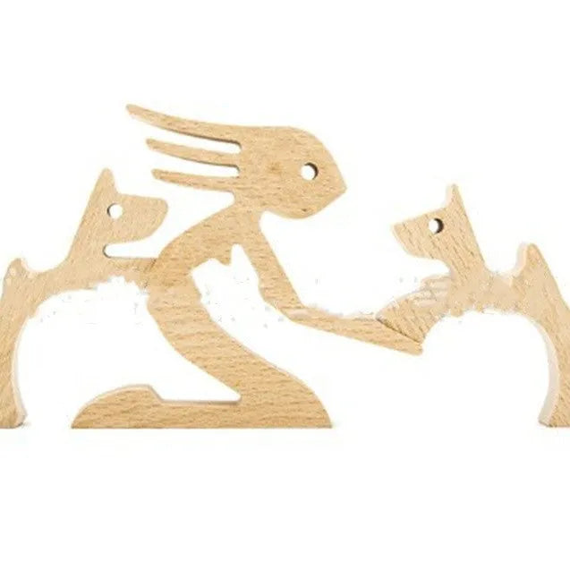 Figurita artesanal de madera para perro, escultura decorativa para el hogar, escultura de madera para hombre y perro, regalos de Navidad, modelo de decoración