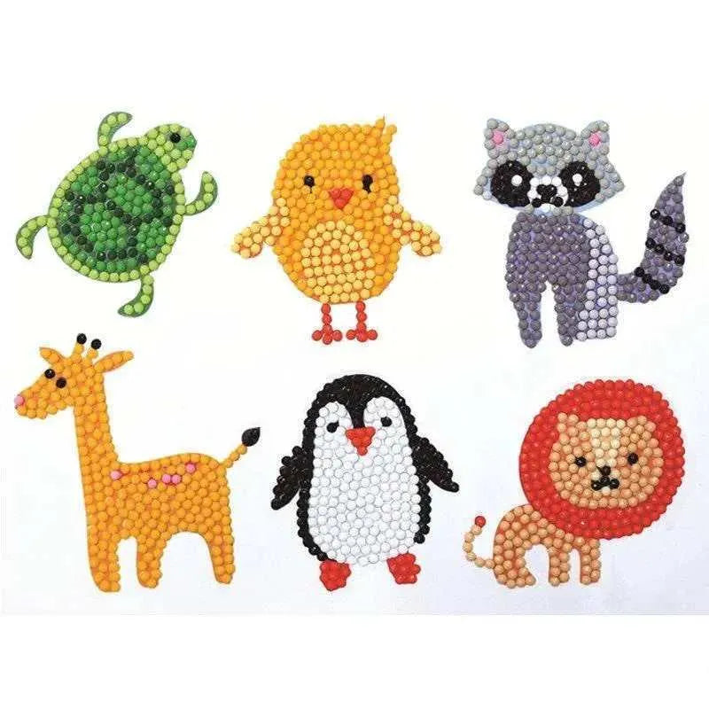 5D Diamond Painting Stickers Kits For Kids DIY Art Craft Easter Mosaic Owls Animals Fruits Cactus Stick Paint With Diamonds By Number Kit