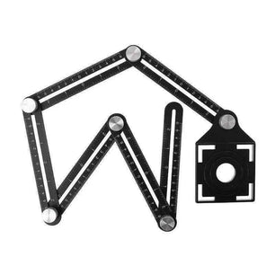 6 Folding Ruler Measuring Ruler Tile Hole Positioning Multi Angle Rulers W/Drill Guide For Puncher Carpentry Woodworking DIY Craft Supplies