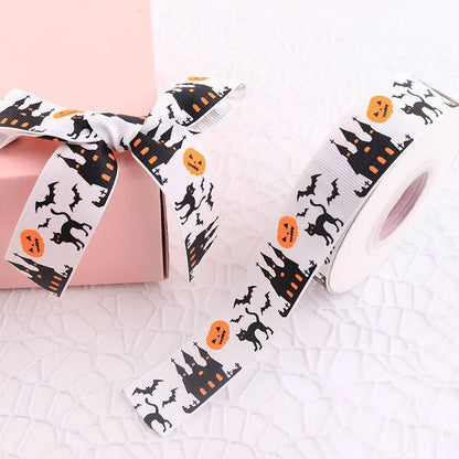 Printed Halloween Ribbon – Ribbed Halloween Pattern Ribbons for Gift Wrapping