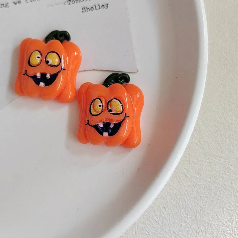 Resin Halloween Ghost Pumpkin Cabochon Decorations – DIY Ornament Accessories for Cake & Bun Toppers