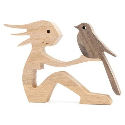 Figurita artesanal de madera para perro, escultura decorativa para el hogar, escultura de madera para hombre y perro, regalos de Navidad, modelo de decoración