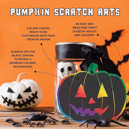 DIY Halloween Crafts Scratch Painting – 24 Pieces Fun Pumpkin-Themed Craft for Kids