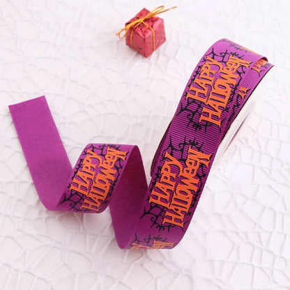 Printed Halloween Ribbon – Ribbed Halloween Pattern Ribbons for Gift Wrapping