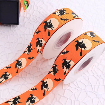 Printed Halloween Ribbon – Ribbed Halloween Pattern Ribbons for Gift Wrapping