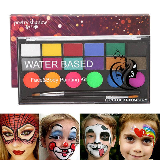 18 Farben UV-Halloween-Körperfarbe auf Wasserbasis – perfekt für kreative Looks