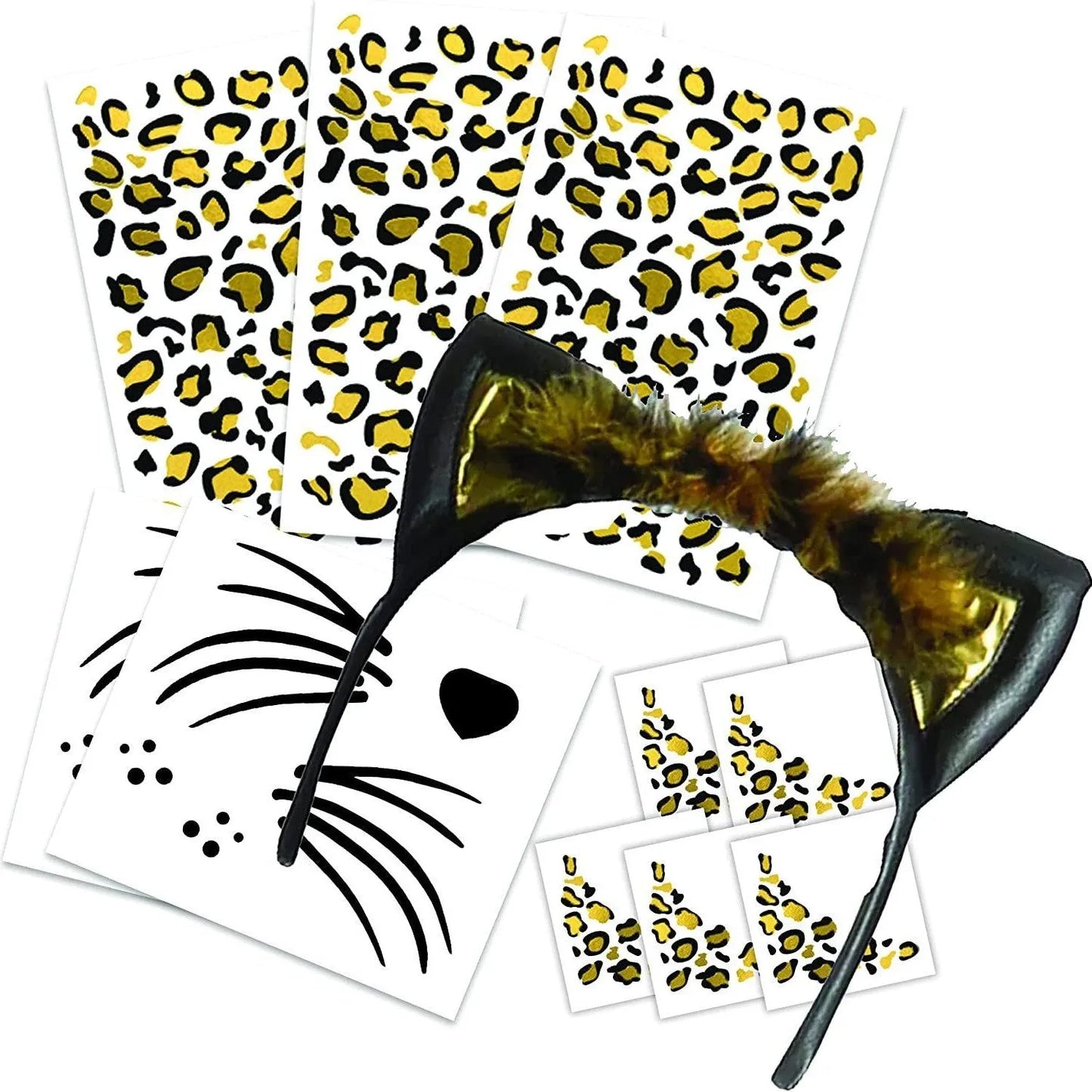 Leopard Print Gliding Tattoo Sticker Metal Rewind