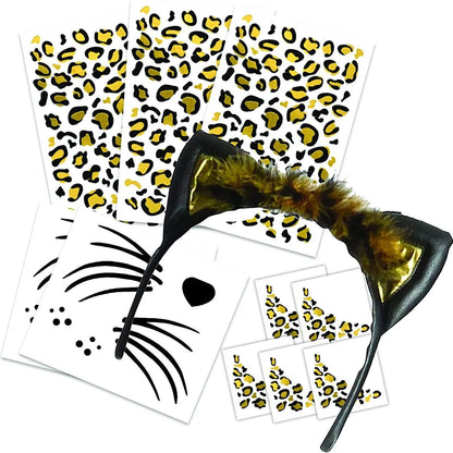 Leopard Print Gliding Tattoo Sticker Metal Rewind