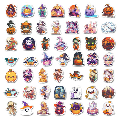 300 Cartoon Pumpkin Witch & Ghost Graffiti Stickers – Fun Halloween Holiday Decorations