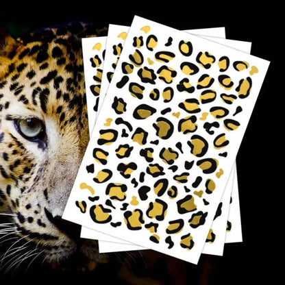 Leopard Print Gliding Tattoo Sticker Metal Rewind