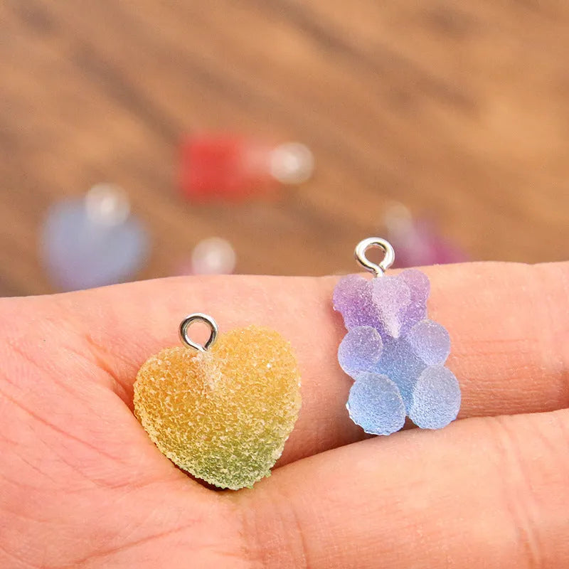 DIY Resin Accessories Gradient Bear Peach Heart Pendant