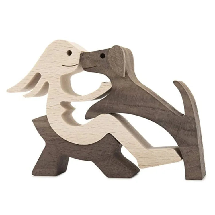 Figurita artesanal de madera para perro, escultura decorativa para el hogar, escultura de madera para hombre y perro, regalos de Navidad, modelo de decoración