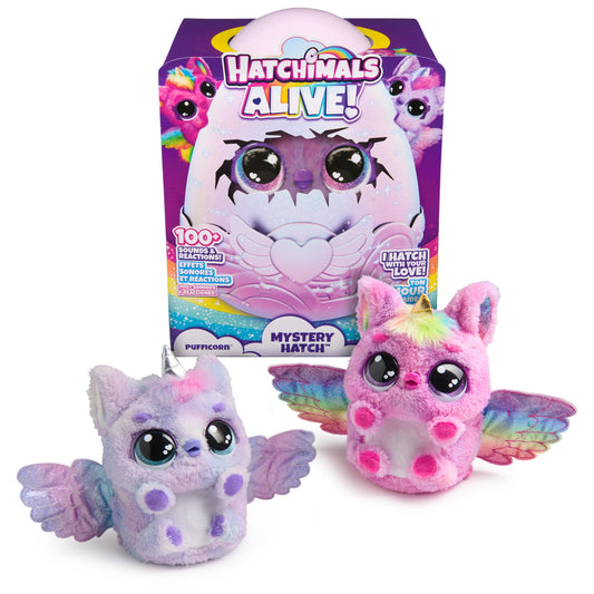 Hatchimals Alive, Mystery Hatch Pufficorn, Surprise Interactive Toy & Egg with Mist, Lights & Sounds (Styles May Vary), Kids Toys for Girls & Boys