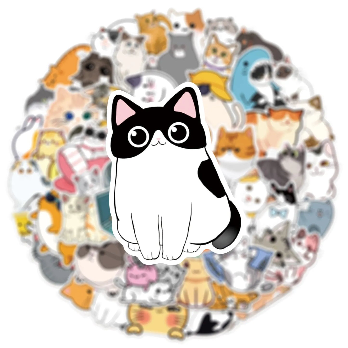 50 Sheets Cute Cartoon Cat Graffiti Stickers Decoration