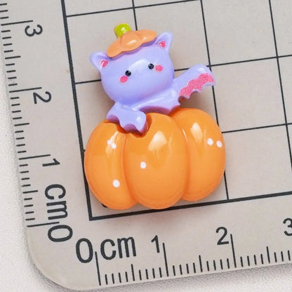 Halloween Pumpkin Cartoon Resin Cabochon Pendants – DIY Ornament Accessories for Halloween Crafts