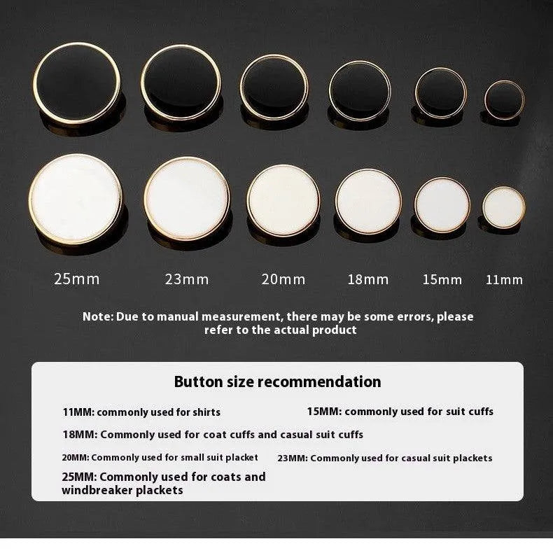 High-end High-leg Men's And Women's Suit Shirt Coat White Black Round Decorative Metal Buttons