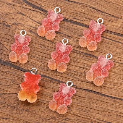 DIY Resin Accessories Gradient Bear Peach Heart Pendant