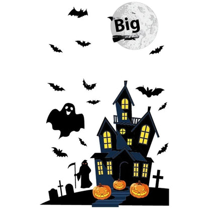 Halloween Decoration Haunted House Sticker Witch Ghost Bat Window Stickers