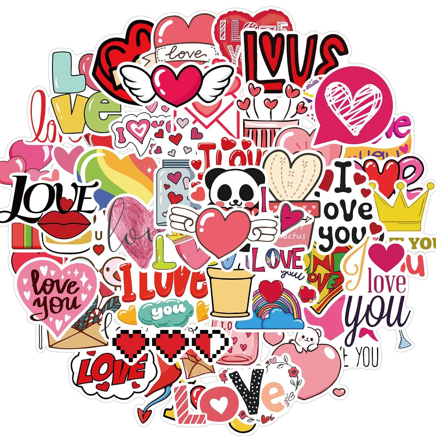 50 Valentine's Day Stickers Heart Suitcase