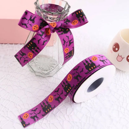 Printed Halloween Ribbon – Ribbed Halloween Pattern Ribbons for Gift Wrapping