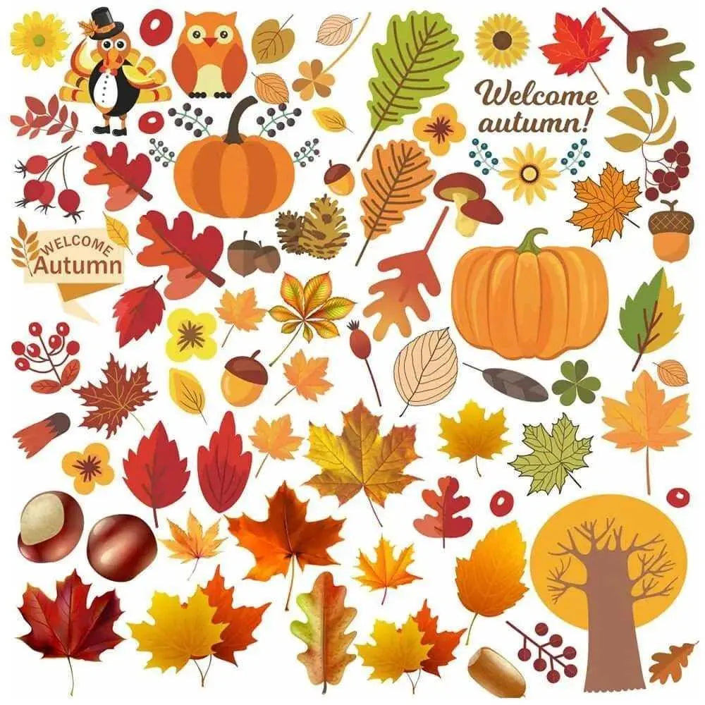 Autumn Stickers DIY Scrapbooking Fall Decals For Windows and Walls Kids Room Decor Maple Stickers Stationery Supplies