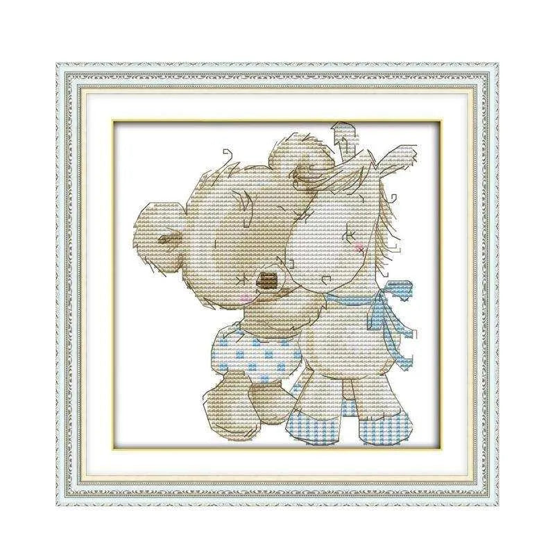 Bear Embroidery Kit Cross Stitch Kit Bears Wall Decor Nursery DIY