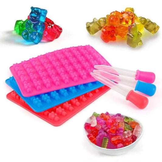 Bear Silicone Mold With Dropper Gummy Bears Mould Ice Cube Molds Chocolate Making Mold Candy Making Supplies Kitchen Accessories