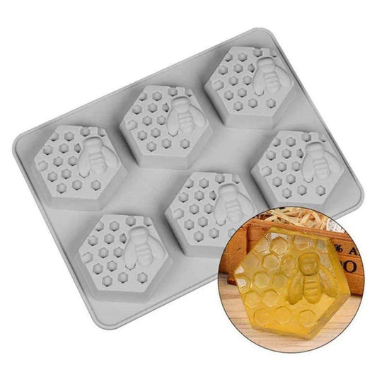 Honeycomb Mold Bee Silicone Mould 6 Mold Tray Baking Accessories Chocolate Making DIY Candle Making Soap Making Tool Multifunction Mold