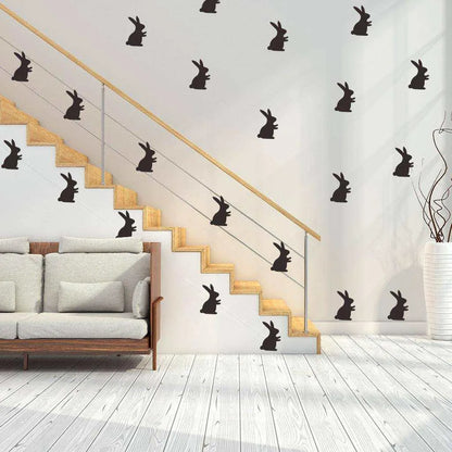 Black Carved Easter Wall Sticker - Cartoon Style, Waterproof - 30*56CM , 