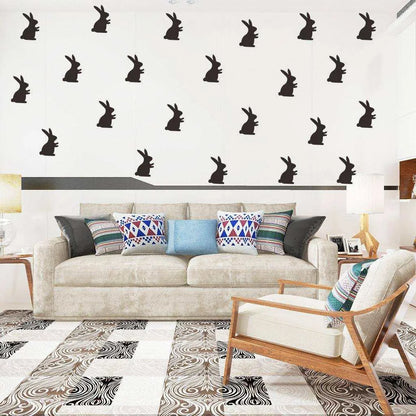 Black Carved Easter Wall Sticker - Cartoon Style, Waterproof - 30*56CM , 