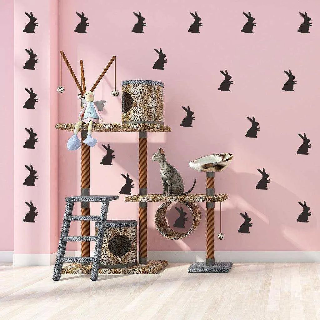 Black Carved Easter Wall Sticker - Cartoon Style, Waterproof - 30*56CM , 