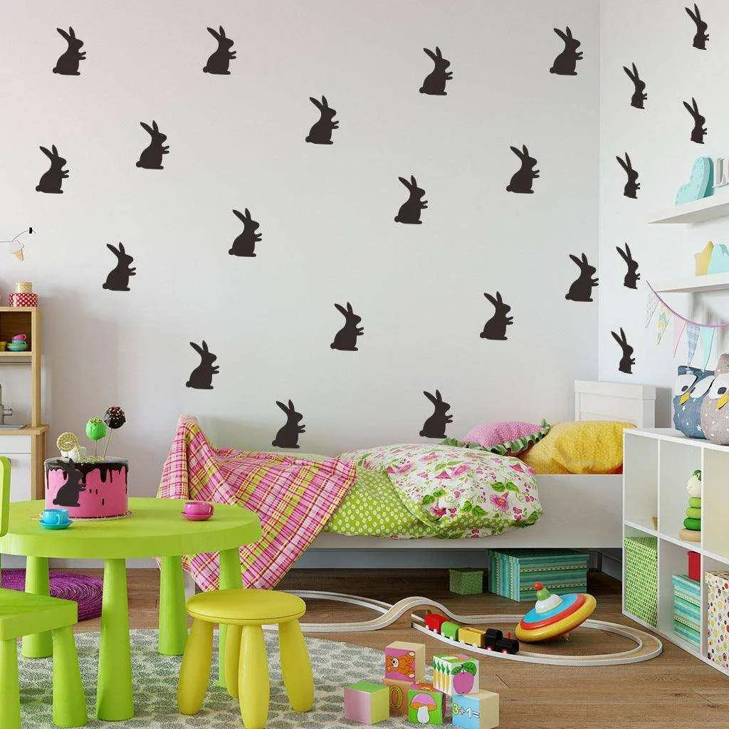 Black Carved Easter Wall Sticker - Cartoon Style, Waterproof - 30*56CM , 