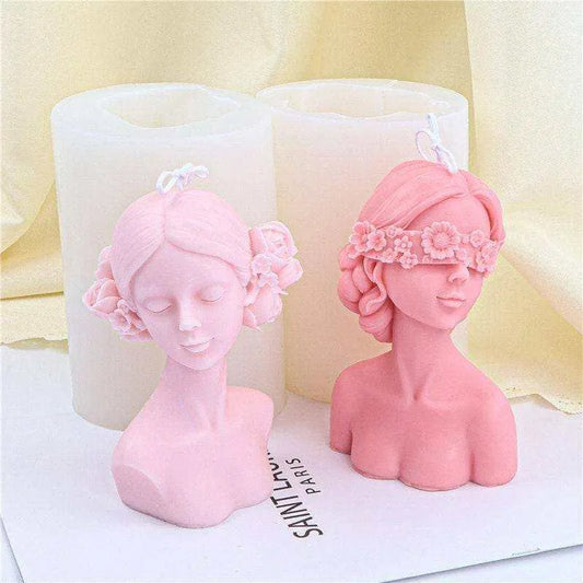 Blindfolded Girl Candle Mold Woman Mold Statue Mould Garden Ornament