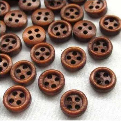 Brown Button Wooden Buttons 4 Hole Button For Sewing Scrapbook Supplies Buttons For Coat Doll Making Supply 50pc