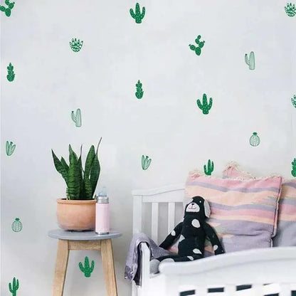 Cactus Plant Wall Decal Kids Room Cute Home Decor Wall Sticker