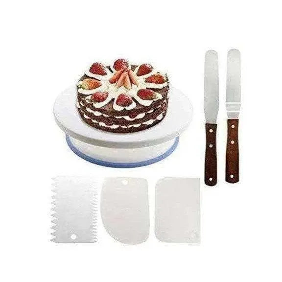 Cake Decoration Set Turntable Icing Spatula Fondant Scraper Kitchen Tool Revolving Rotating Sweet Dessert Stand Baker Gift