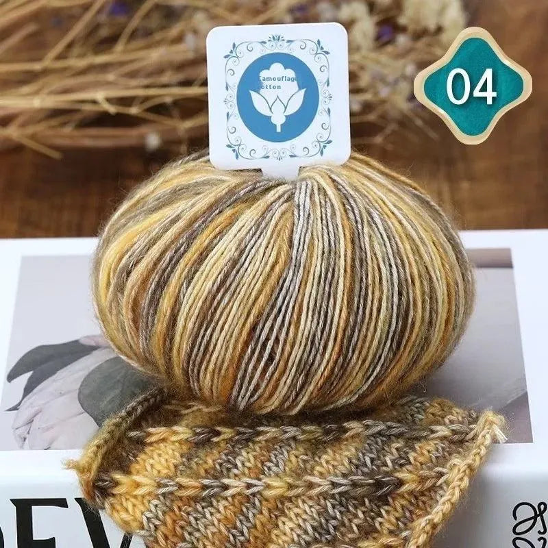 Camouflage Cotton Thread Hand Knitting Crochet Combed Wool Ball