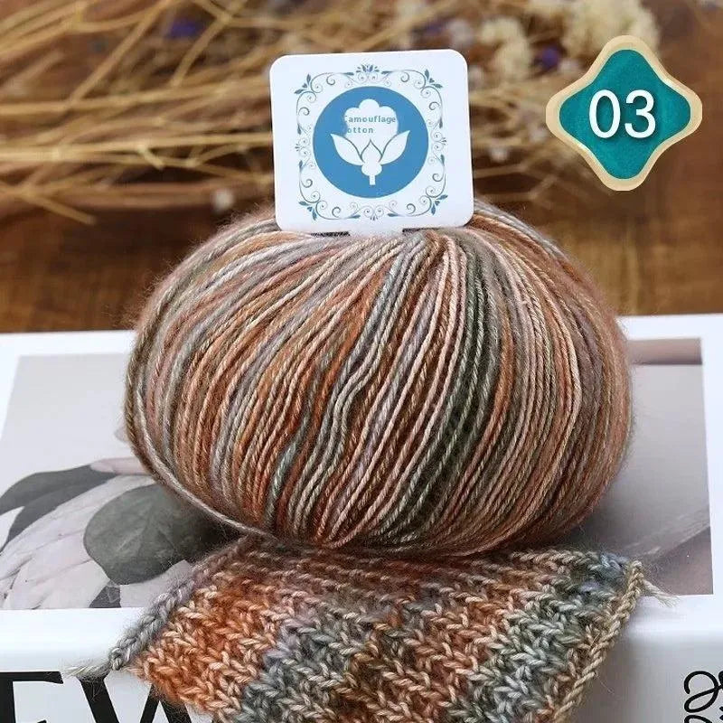 Camouflage Cotton Thread Hand Knitting Crochet Combed Wool Ball