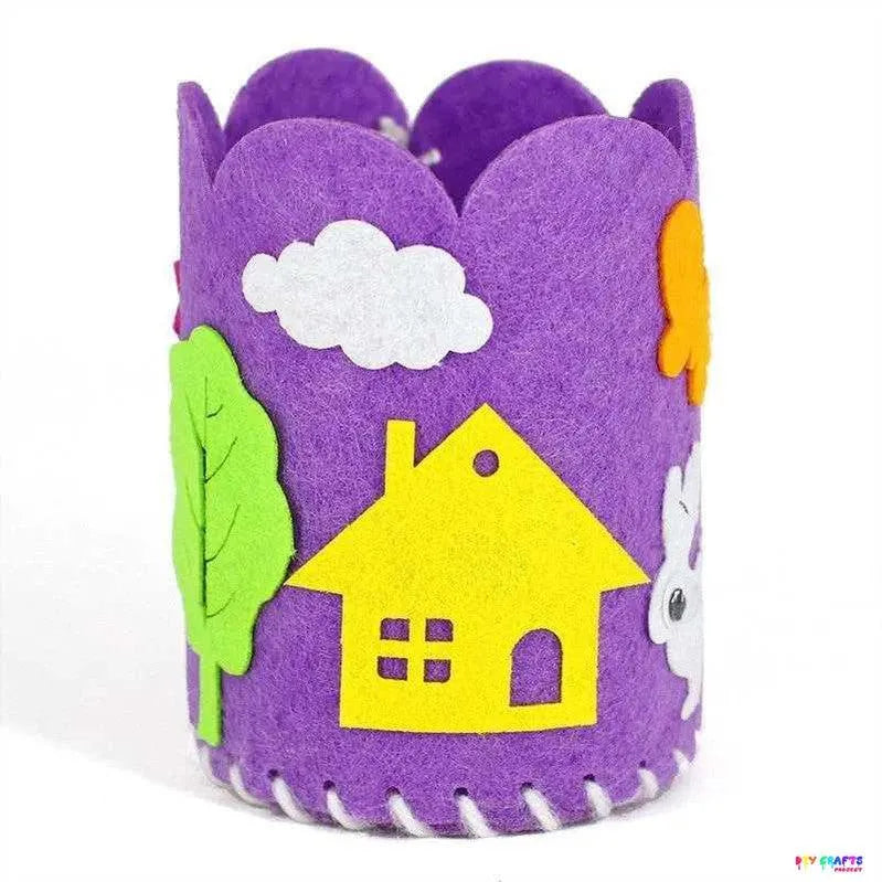 Cartoon pencil holder DIY cute pen container for kids children's tabletop organizer