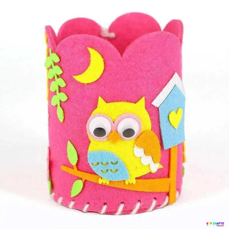 Cartoon pencil holder DIY cute pen container for kids children's tabletop organizer