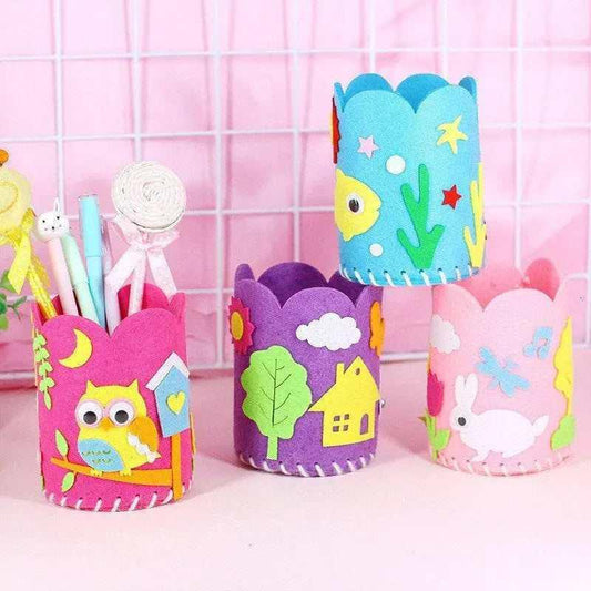 Collection of 4 different cartoon animal designs for felt pencil holders