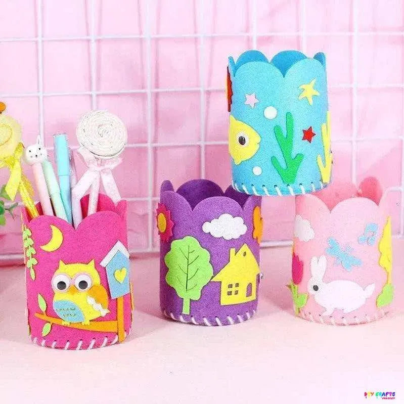 Cartoon pencil holder DIY cute pen container for kids children's tabletop organizer