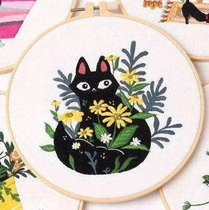 Cat Embroidery Kit Black Cat Cross Stitch Pattern Cat Decor