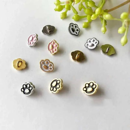 Cat Paw Buttons Cute Metal Button For Coats DIY Dollmaking Sewing Supplies Garment Accessories 20pcs