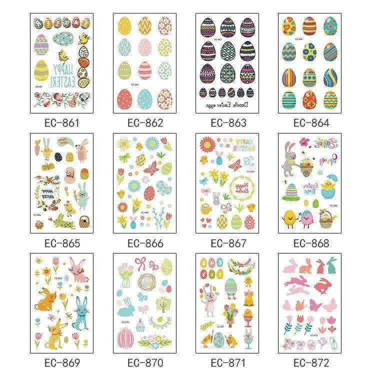 Children's Easter Egg Tattoo Sticker - Water Transfer Print - 120 x 75mm , 