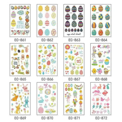 Children's Easter Egg Tattoo Sticker - Water Transfer Print - 120 x 75mm , 