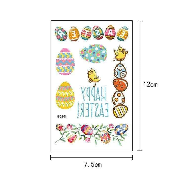 Children's Easter Egg Tattoo Sticker - Water Transfer Print - 120 x 75mm , 