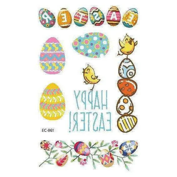 Children's Easter Egg Tattoo Sticker - Water Transfer Print - 120 x 75mm , 