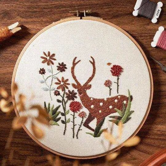 Christmas Embroidery Kit Flowers and Animals Cross Stitch Pattern