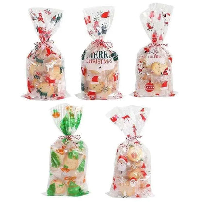 Christmas Gift Bag Clear Cookie Bags Holiday Packaging Transparent Wrappers Gift Wrapping Supply Party Favors Bag